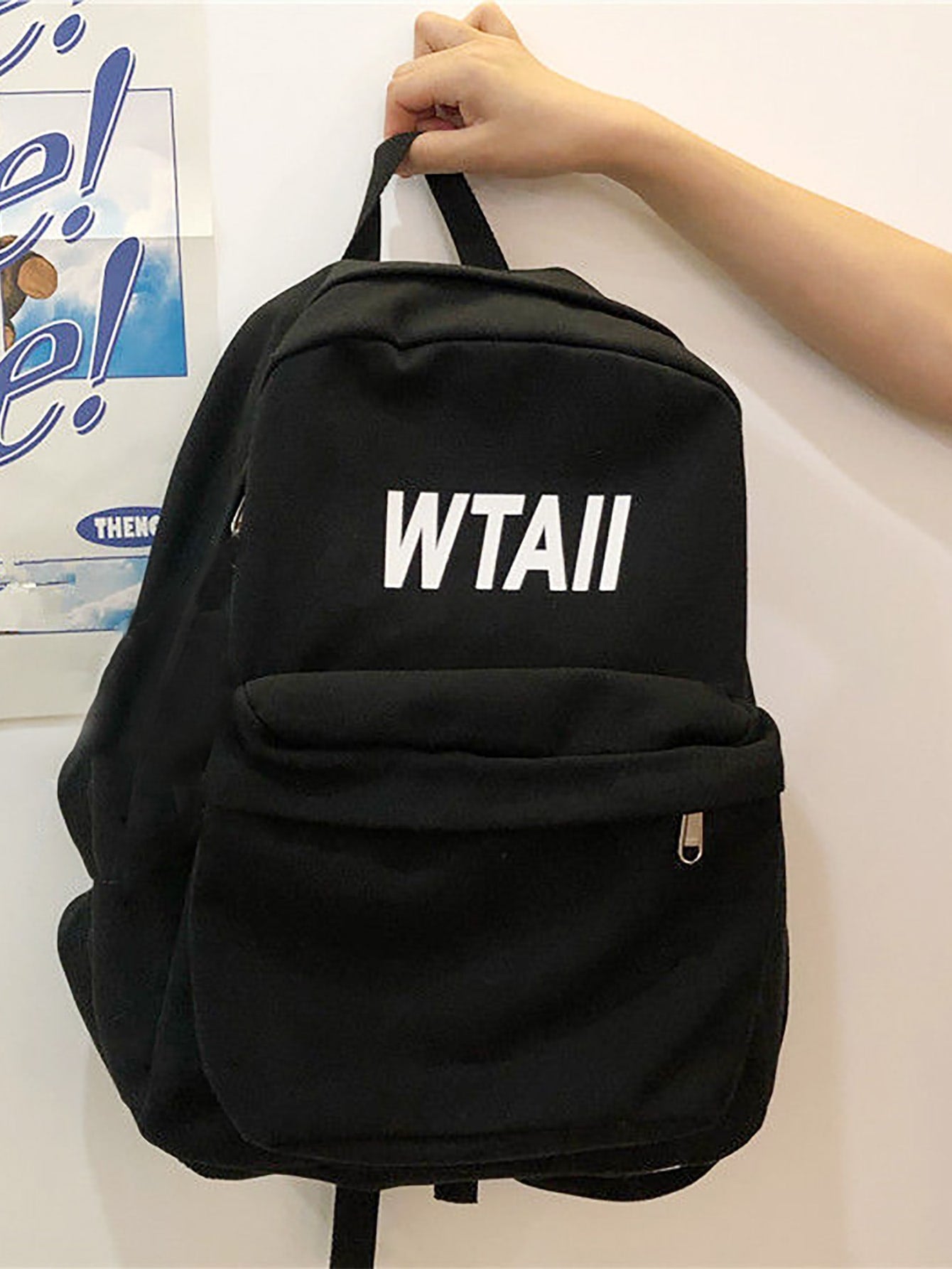 Slogan Graphic Large Capacity Backpack