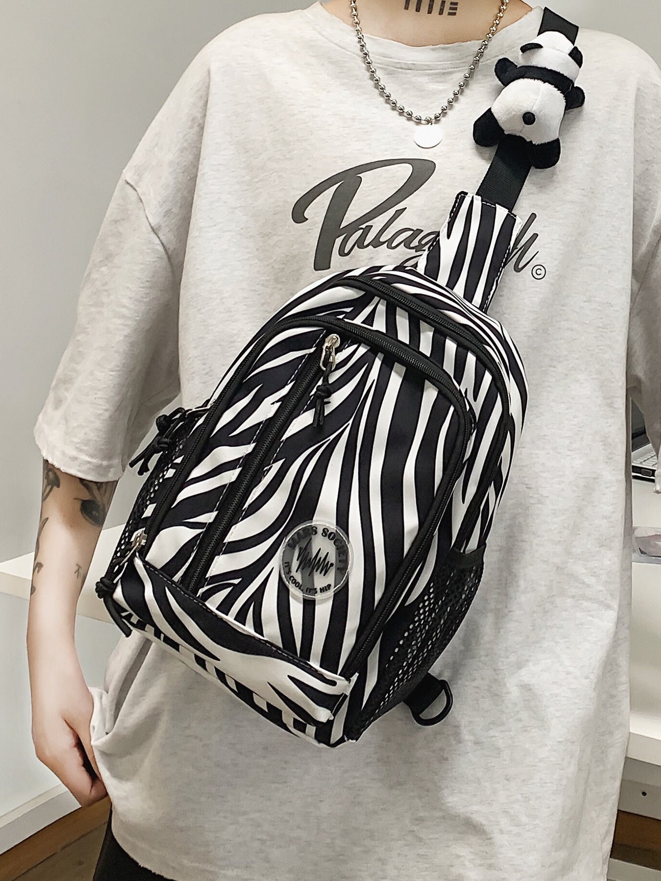 Zebra Striped Sling Bag