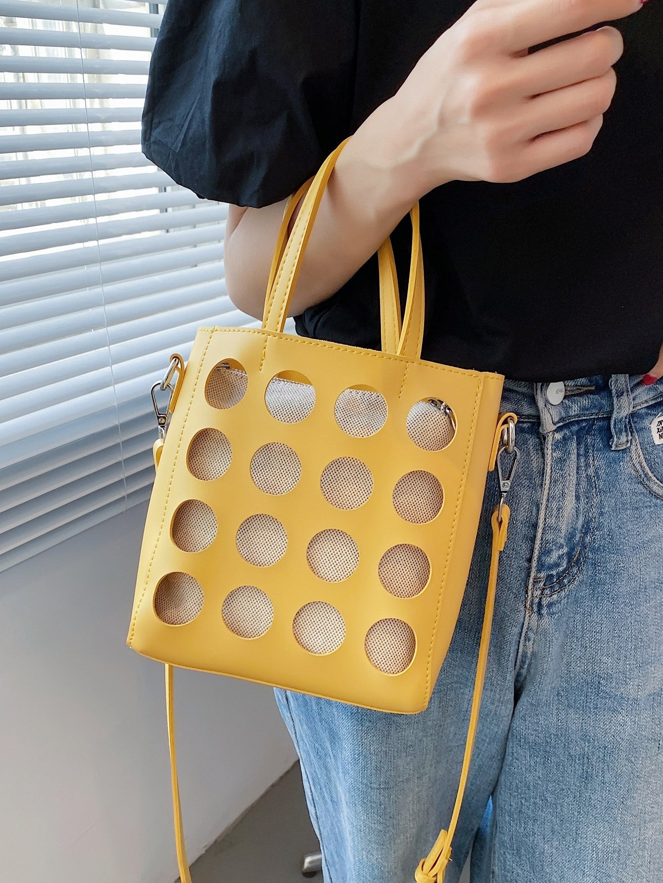 Minimalist Cut Out Satchel Bag