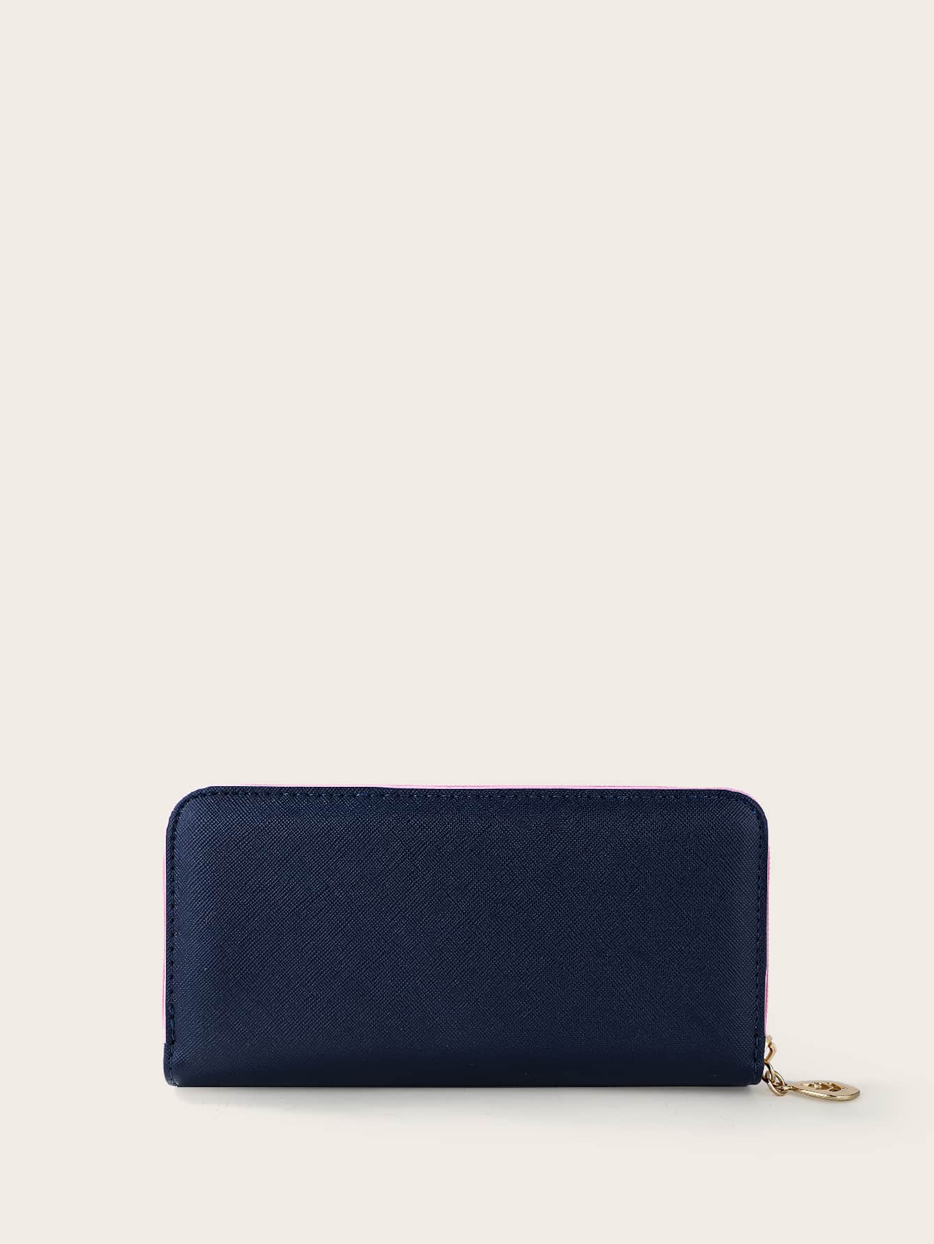 Letter Graphic Two Tone Long Wallet