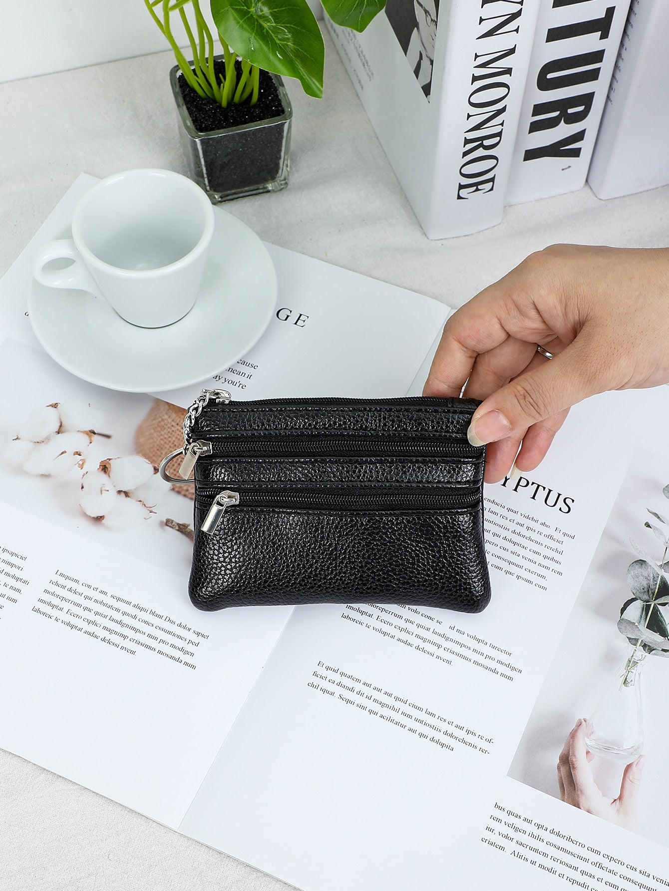 Minimalist Zipper Front Small Wallet