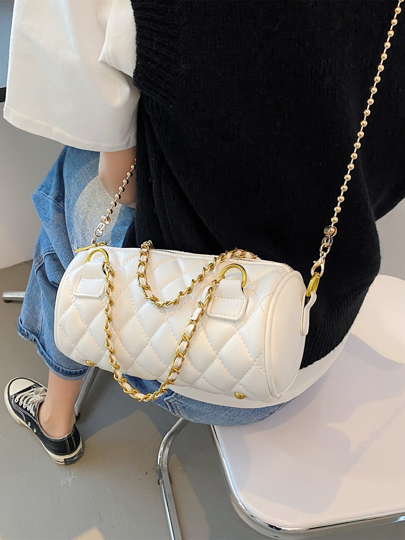Quilted Chain Satchel Bag
