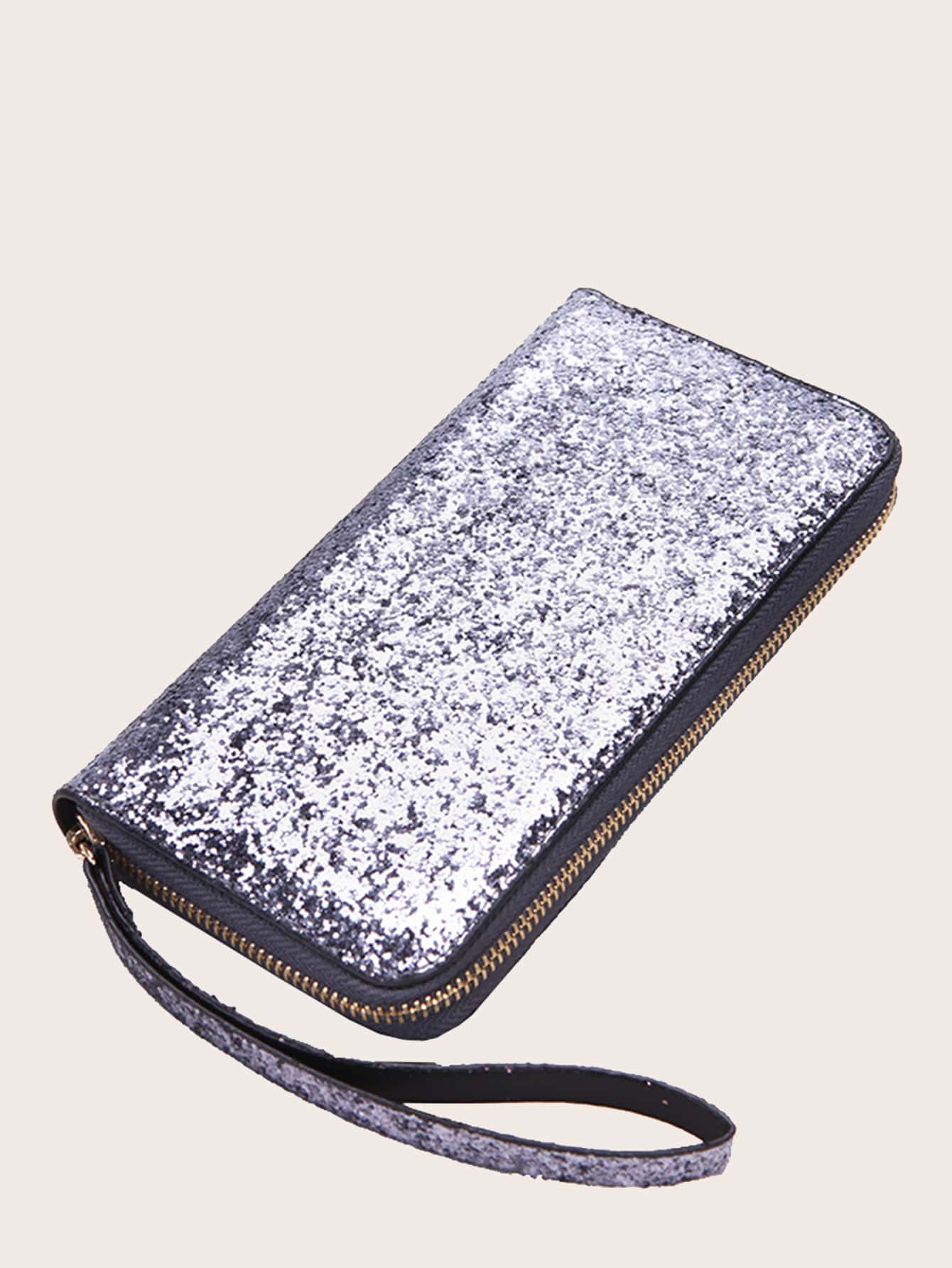 Glitter Decor Purse With Wristlet