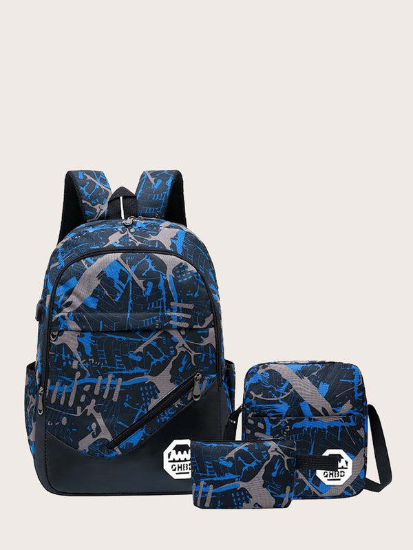 3pcs Graphic Backpack Set