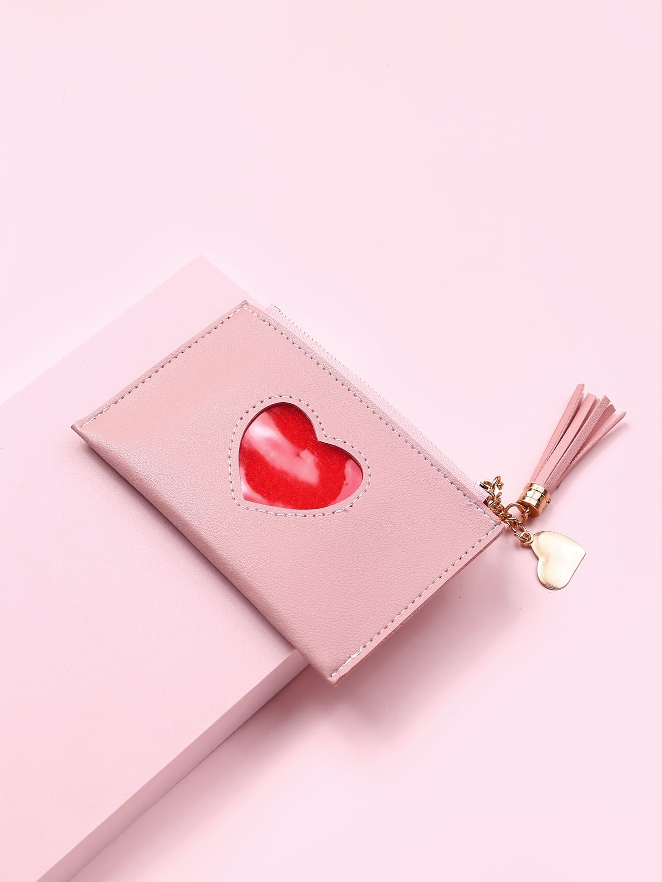 Tassel Charm Heart Pattern Card Holder