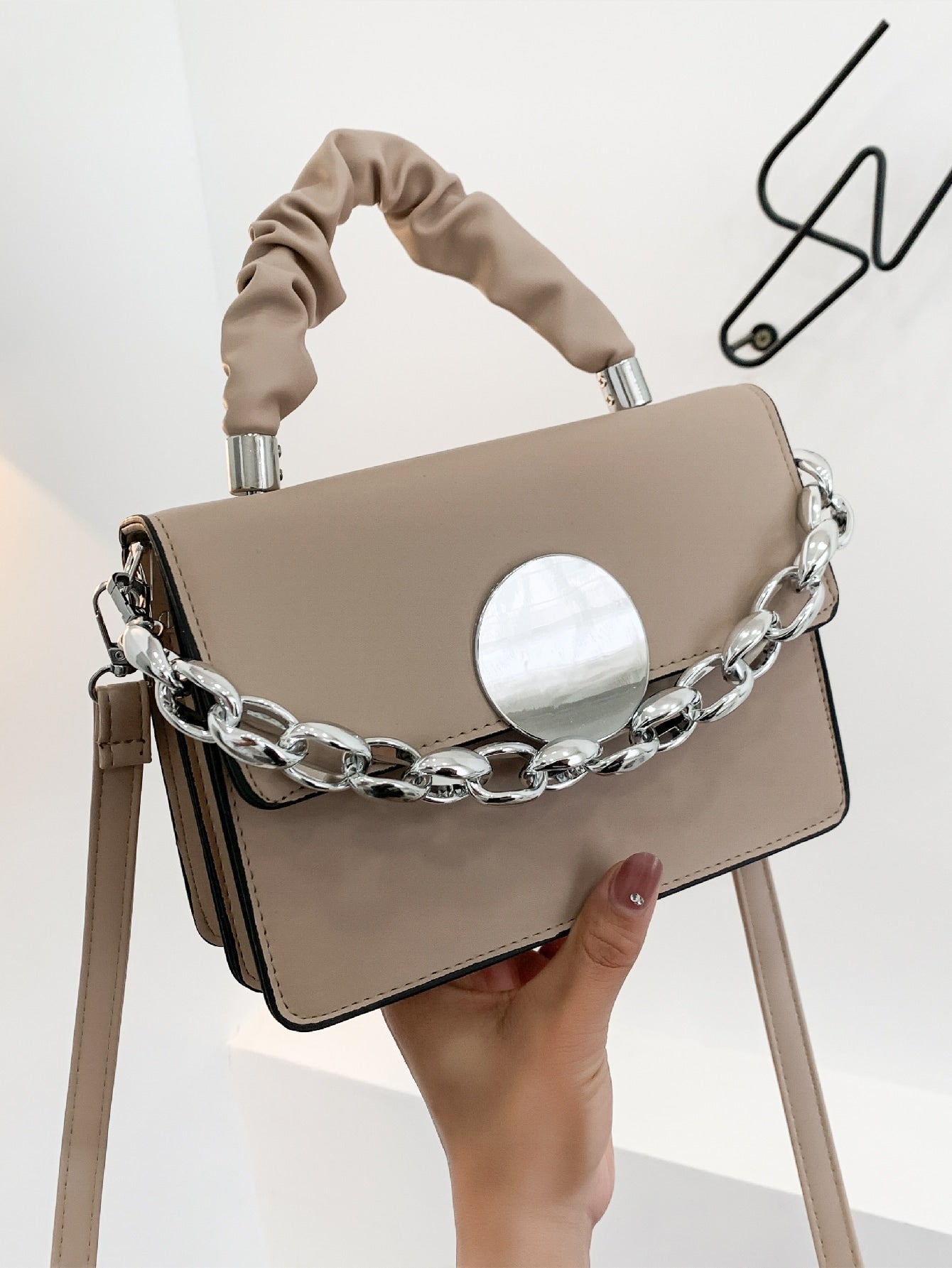 Chain Decor Flap Satchel Bag