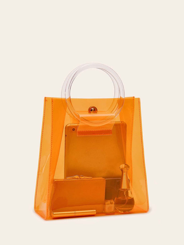 Clear Satchel Bag With Ring Handle