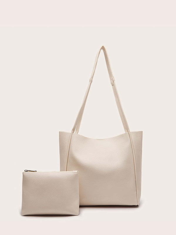Minimalist Shoulder Tote Bag With Inner Pouch