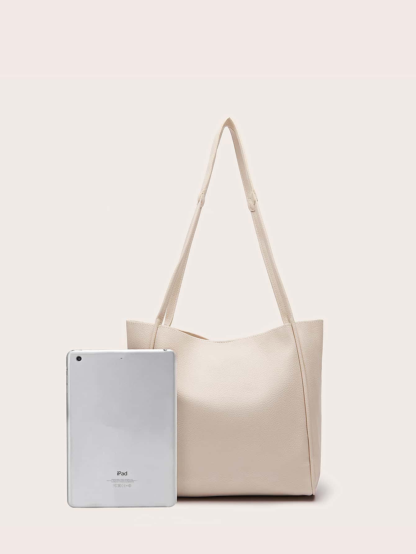 Minimalist Shoulder Tote Bag With Inner Pouch