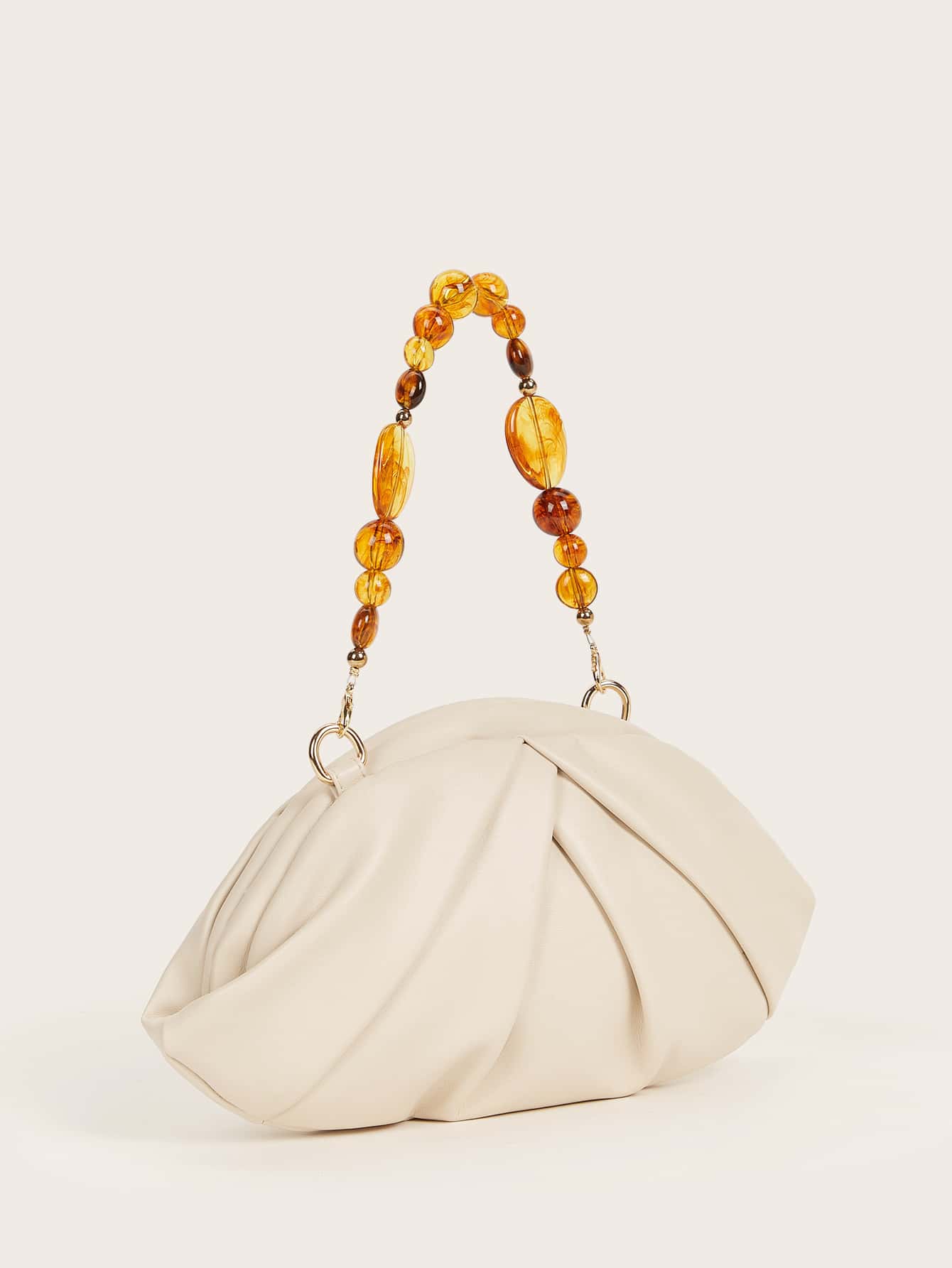 Bead Handle Ruched Bag