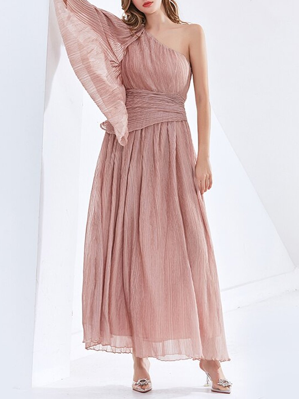 RASSELA Asymmetrical Ruched Dress