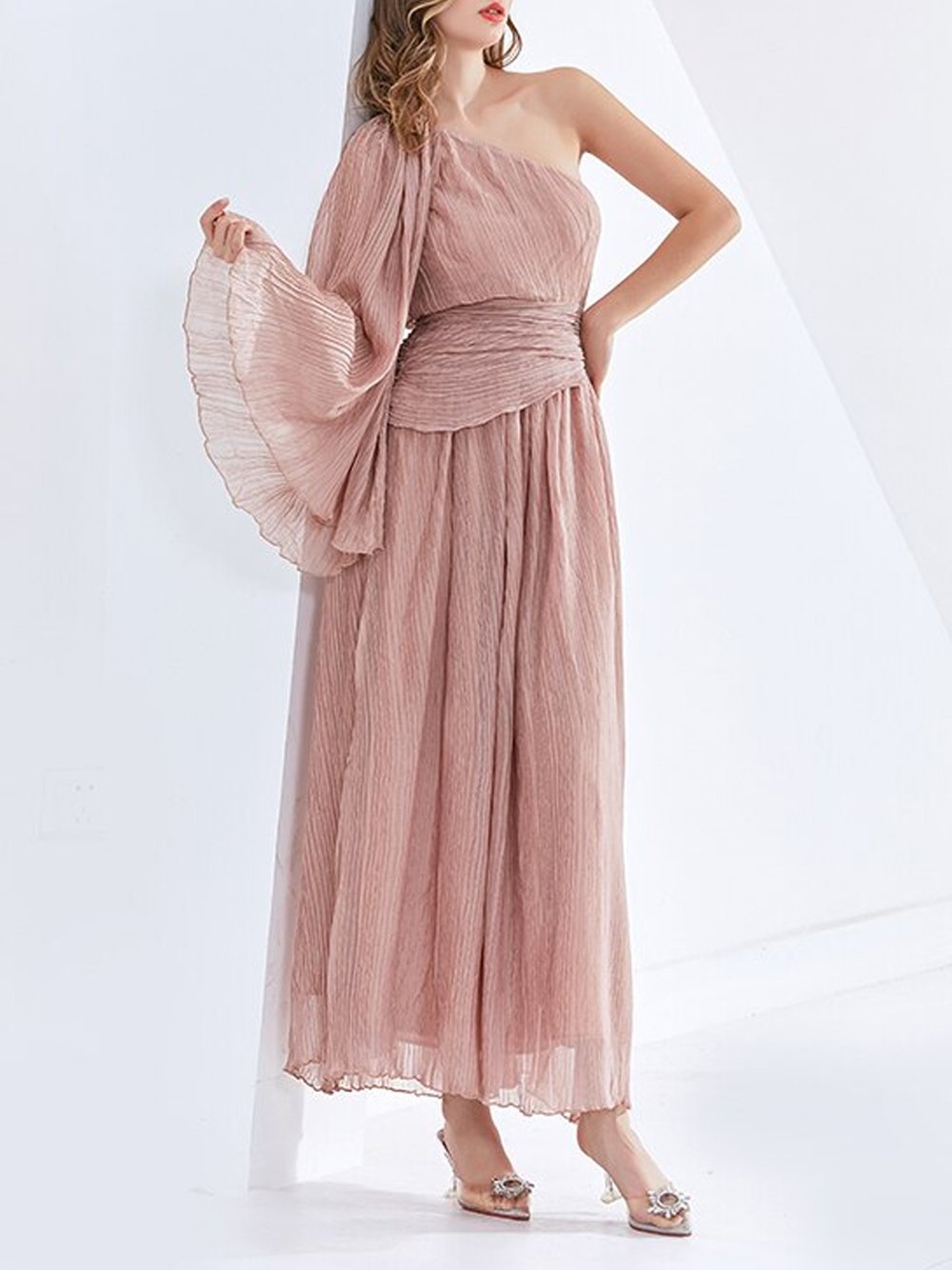 RASSELA Asymmetrical Ruched Dress