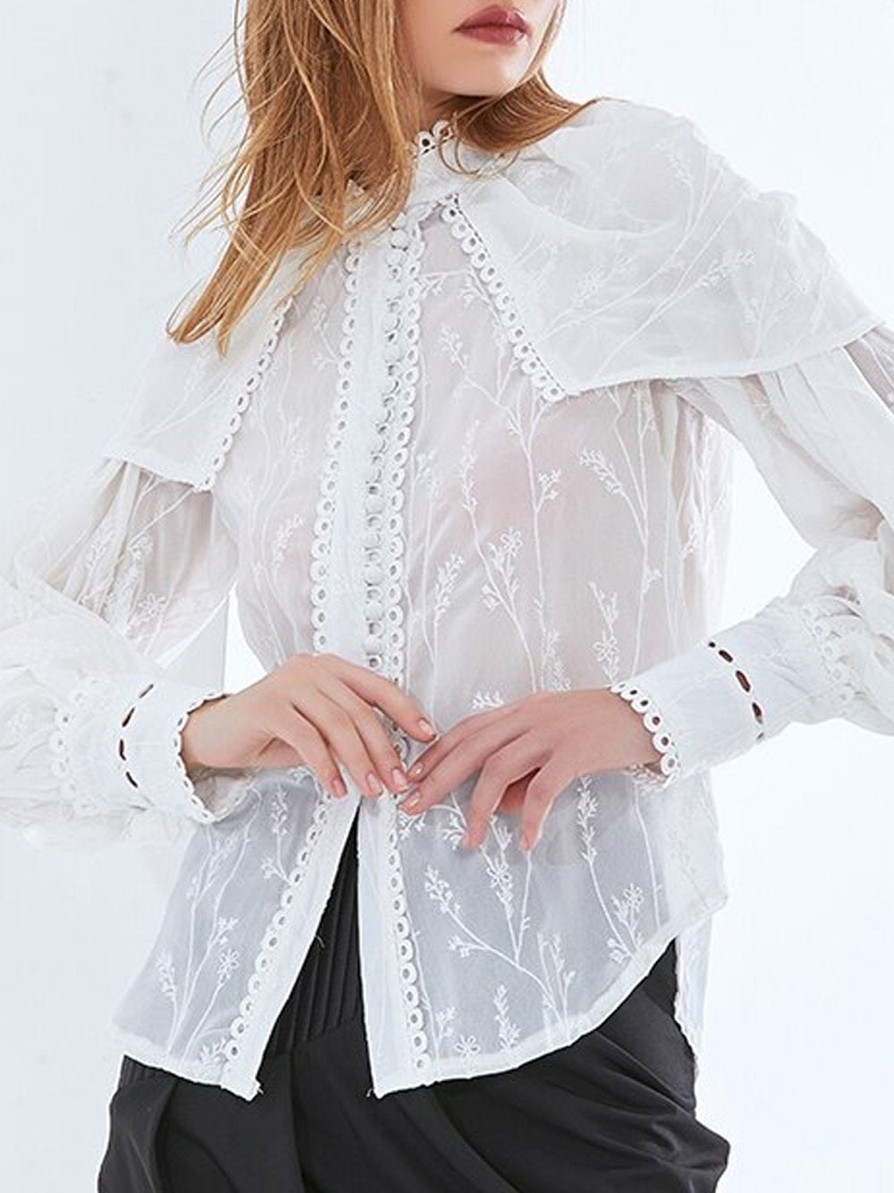 KATE Embroidery See Through Blouse