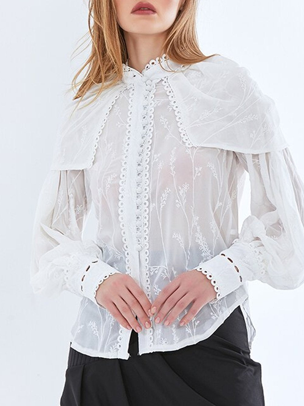 KATE Embroidery See Through Blouse