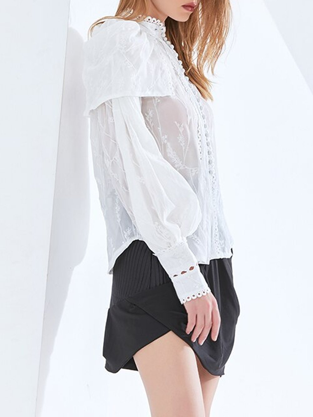 KATE Embroidery See Through Blouse