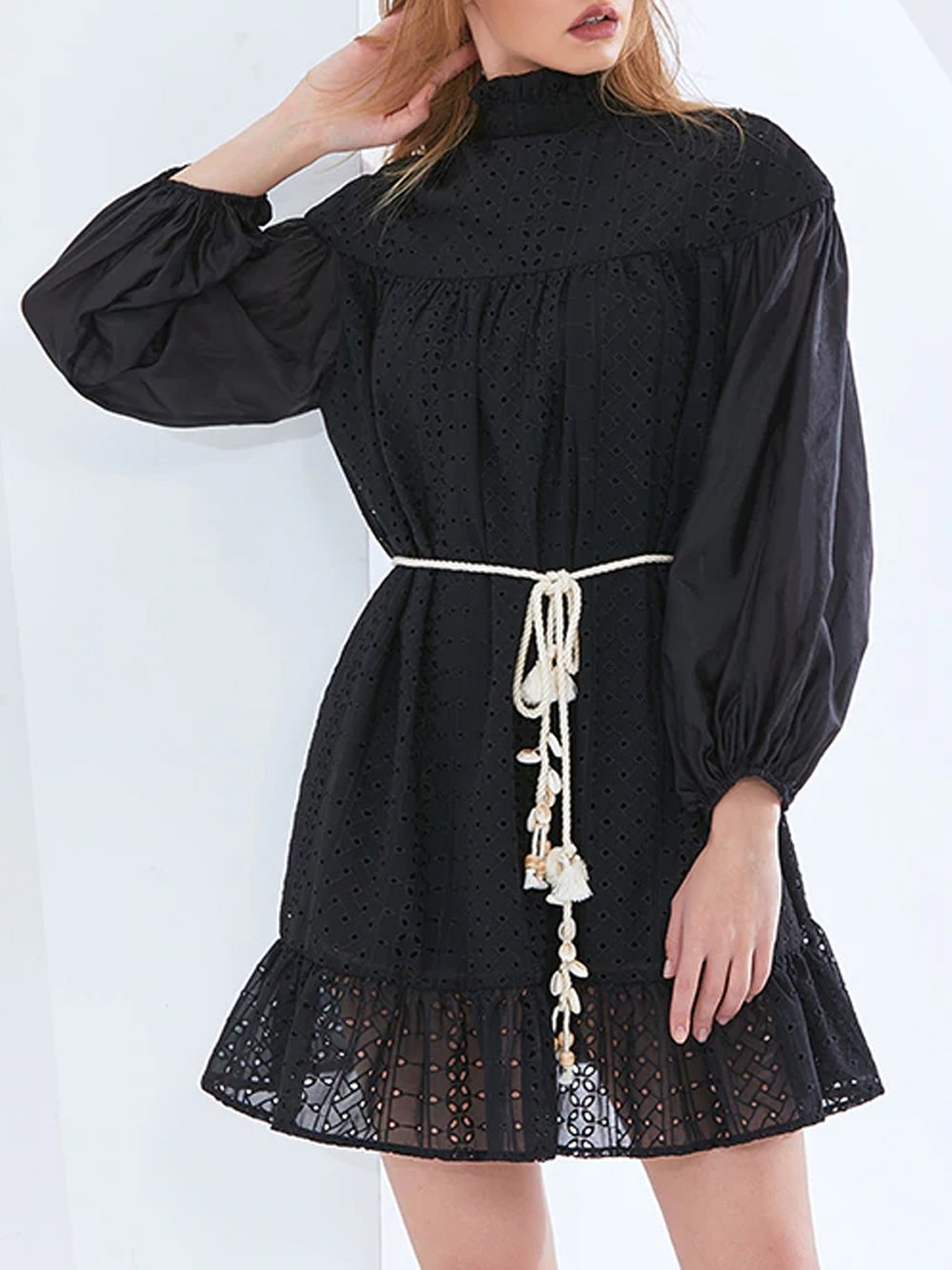 MILA Lace Mini Dress in Black