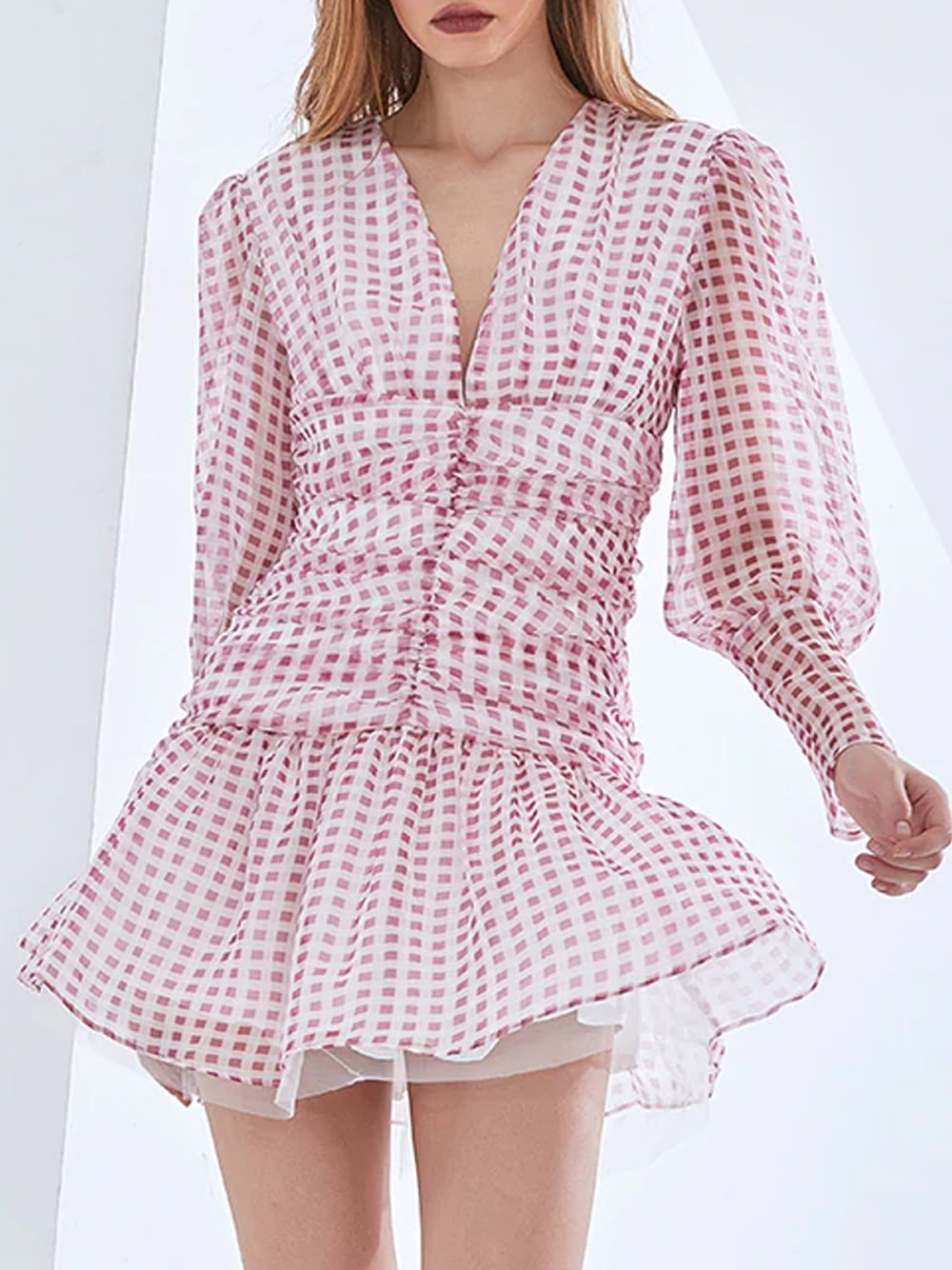 SOPHIA Ruched Mini Dress in Pink