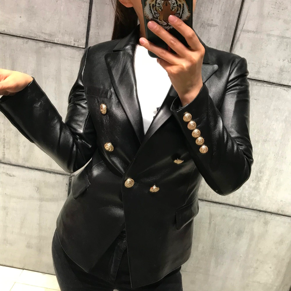 GF Double-Breasted Leather in Black