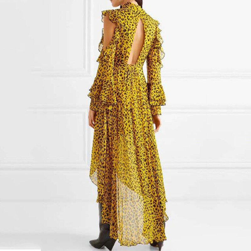 GF Ruffled Leopard Wrap Maxi Dress
