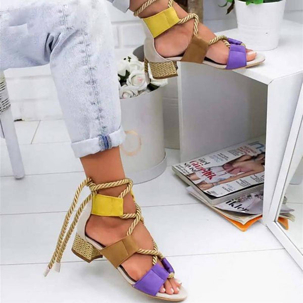 Gladiator Colorful Strap Heeled Sandal