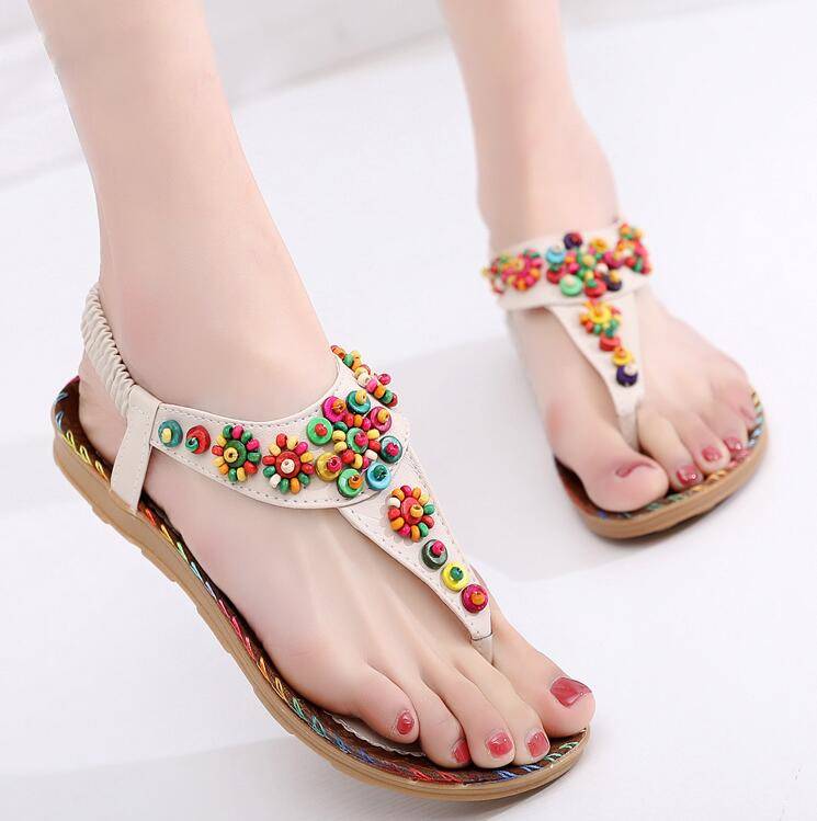 Rainbow Flower Flat Sandals