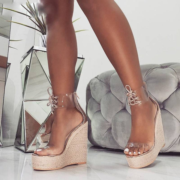 Transparent Strap Wedges Sandal