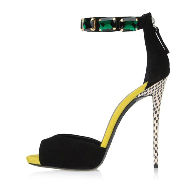 Set Fire To My Crystal Ankle Strap Heels
