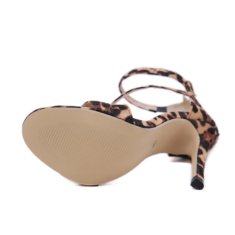 Leopard Print Ankle Heeled Sandal
