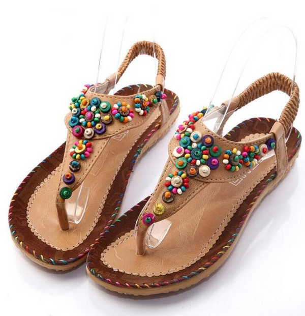 Rainbow Flower Flat Sandals