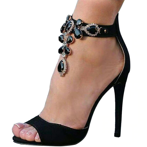 Gladiator Black Stones Embellished Stiletto