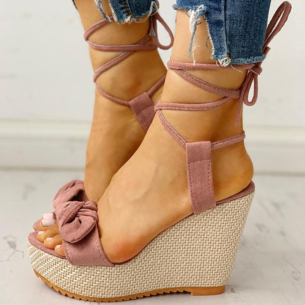 Flock Sweet Bow Ankle Strap Wedges