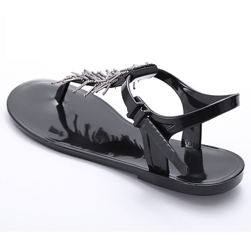 Gladiator Black Comfortable T-Strap Sandal