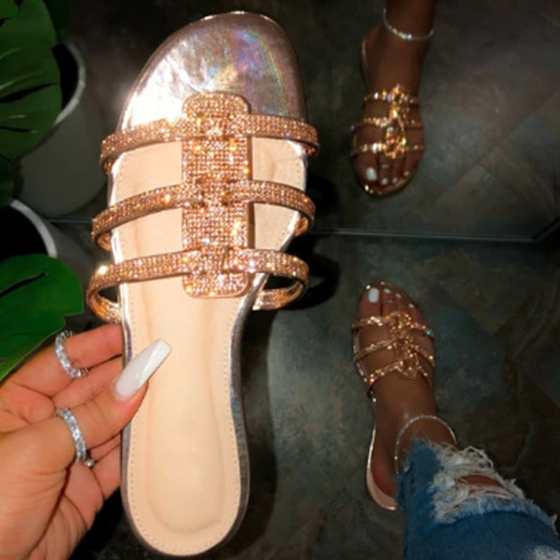 Luxurious Crystal Glitter Flat Sandal