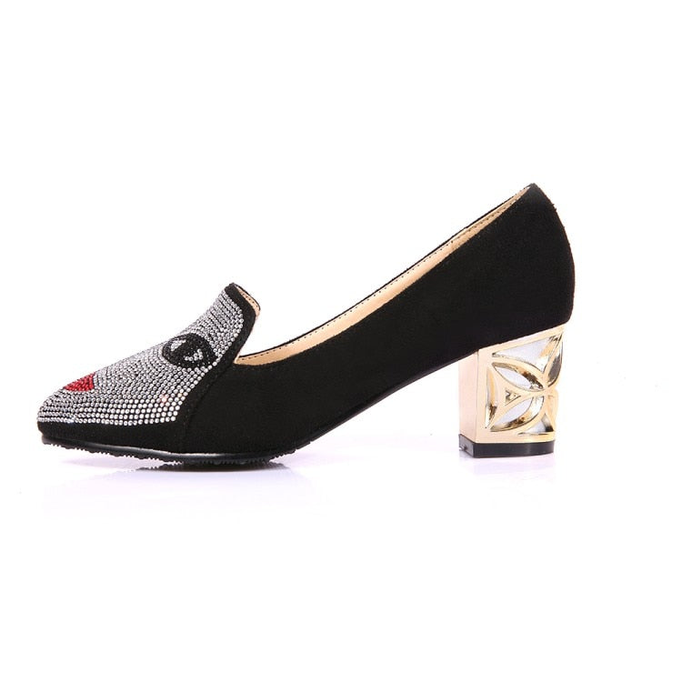 Sweet Flock Square Heeled Pump Shoes