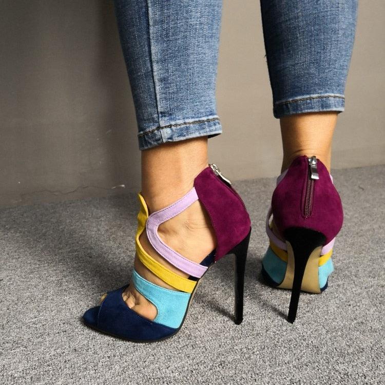 Colorful Beautiful Peep Toe Heels