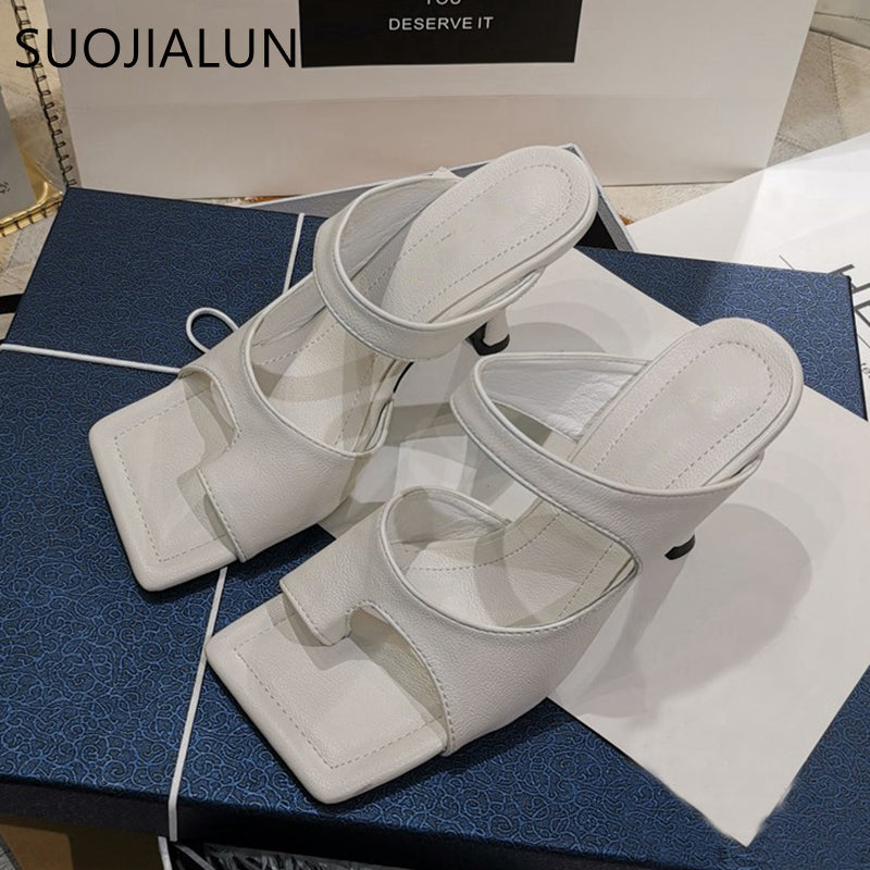 Elegant Square Toe Slip-On Sandal