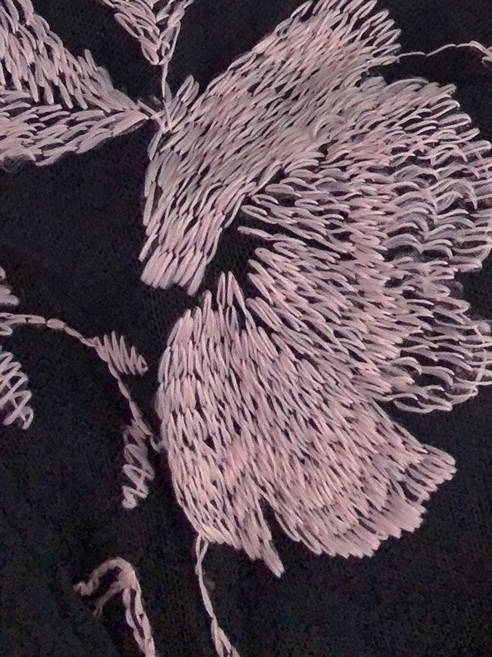BECHI Feathers Embroidery Chiffon Maxi Dress