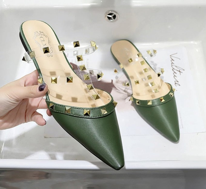 Simple Chic Studded Mules Shoes