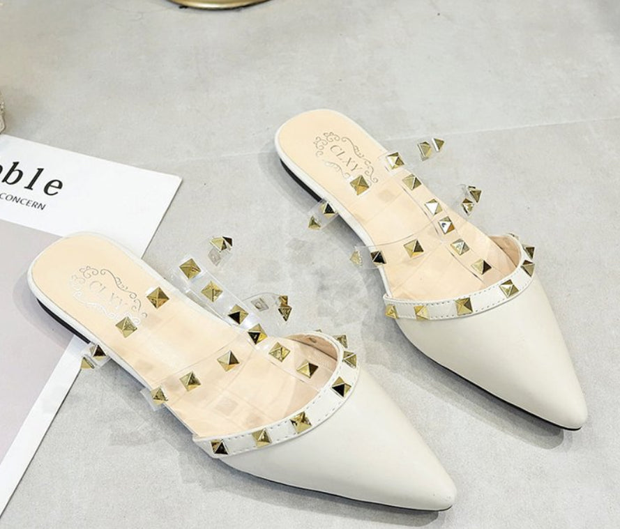 Simple Chic Studded Mules Shoes