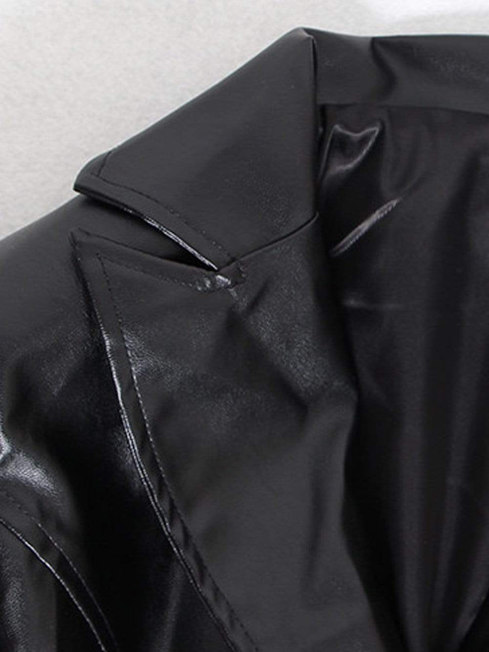 LEANNE Asymmetric Faux-Leather Blazer