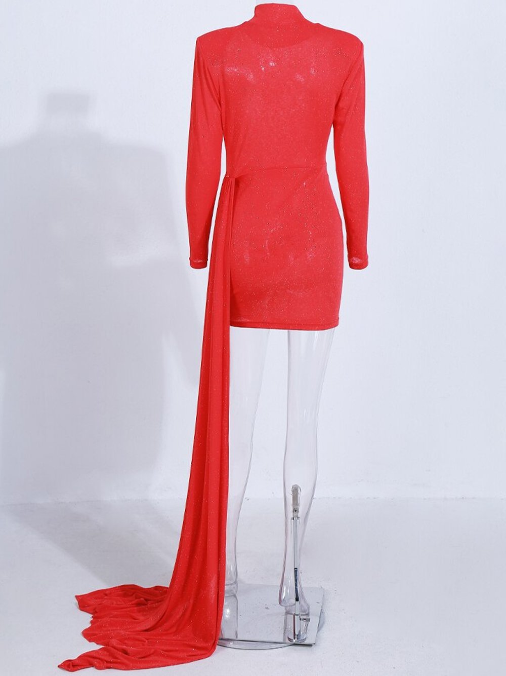 BRITNEY Square Shoulders Long Tail Mini Dress