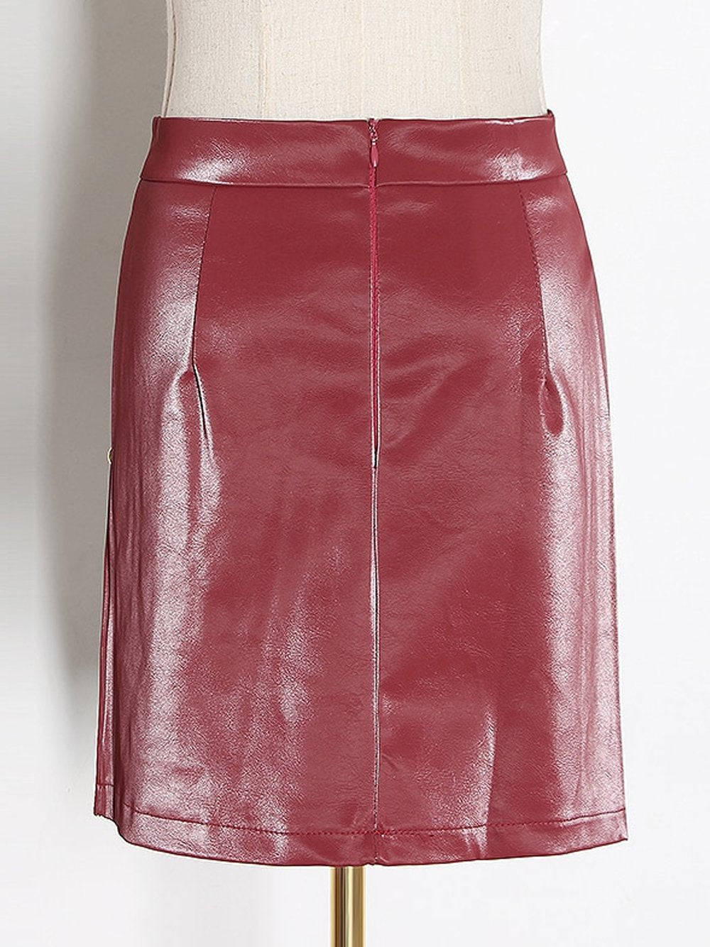 Asymmetrical Pins Leather Skirt