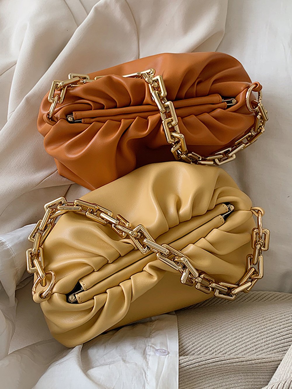 Gold Chain PU Leather  Bag