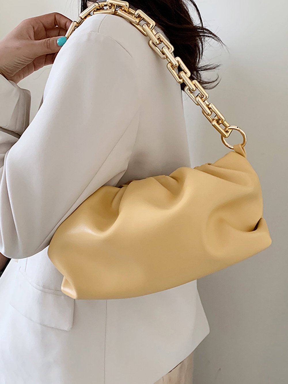 Gold Chain PU Leather  Bag