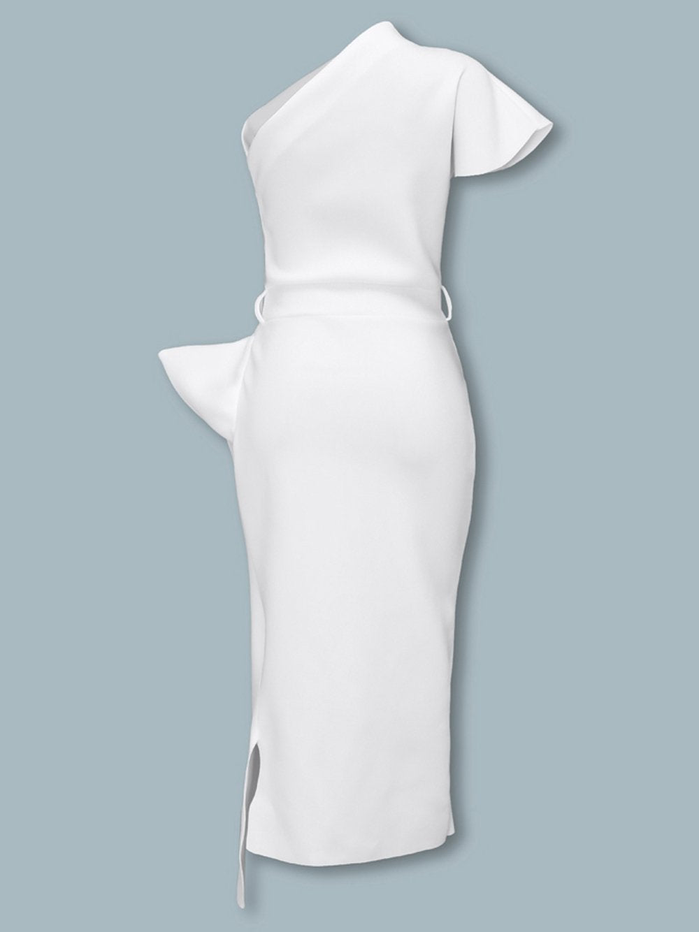 PANKA One Shoulder Bow Waist Slit Midi Dress