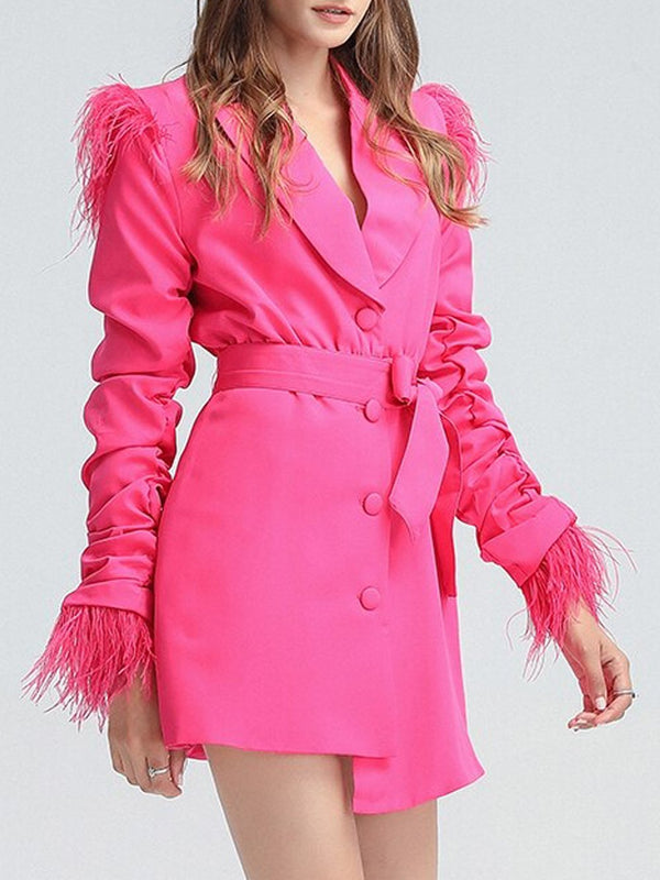 Ruched Feathers Blazer Dress