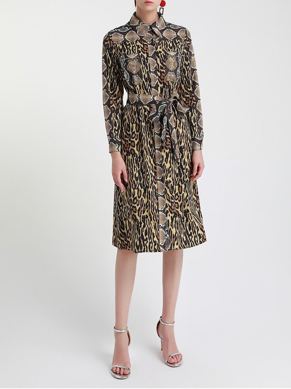 Leopard Shirt Midi Dress