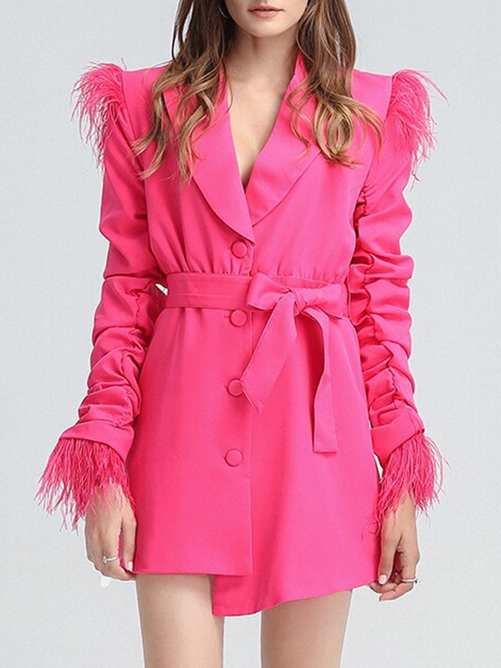 Ruched Feathers Blazer Dress