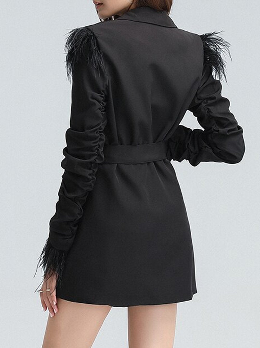 Ruched Feathers Blazer Dress