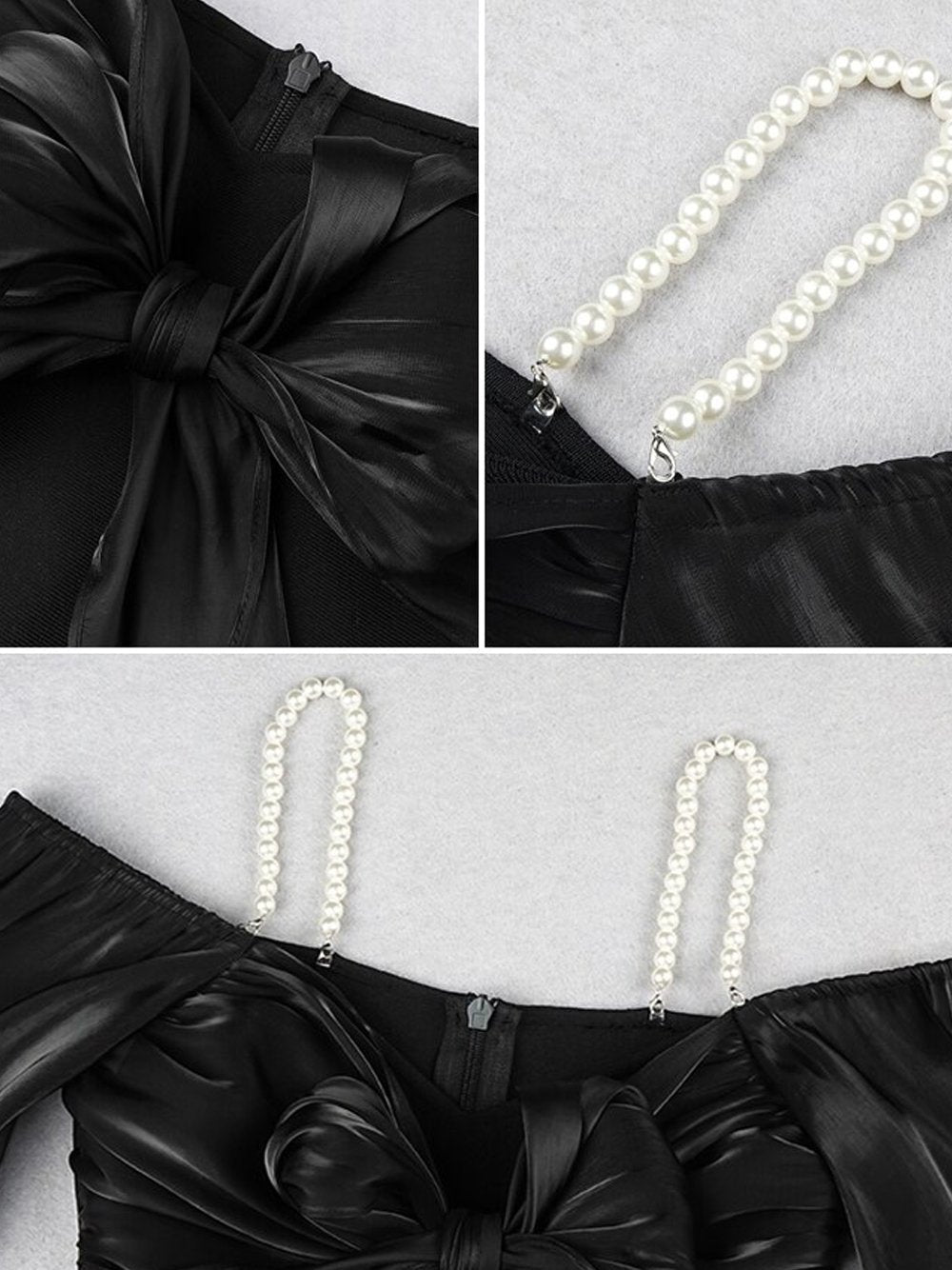 TULIA Bow Pearl Chain Mini Dress